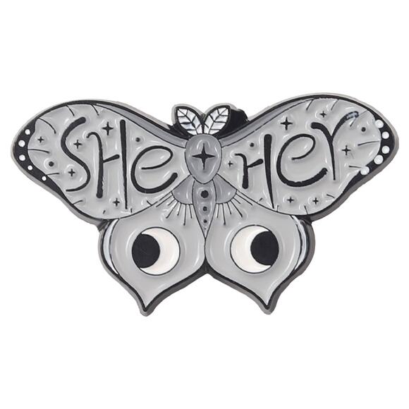 Butterfly SHE/HER Enamel Pins 417-3 - Picture 1 of 4